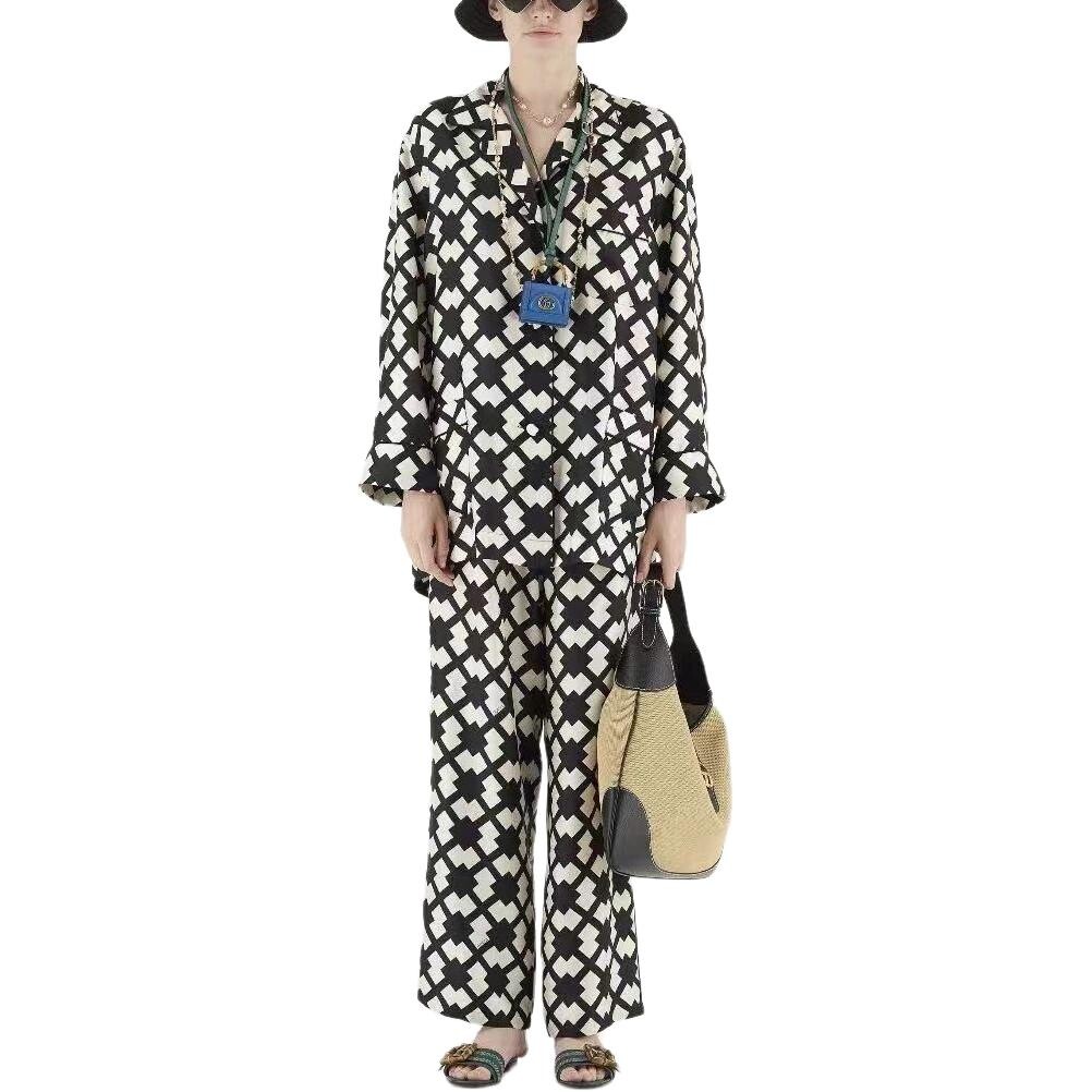 Женская рубашка GUCCI классическая, элегантный крой, черный — фото 2