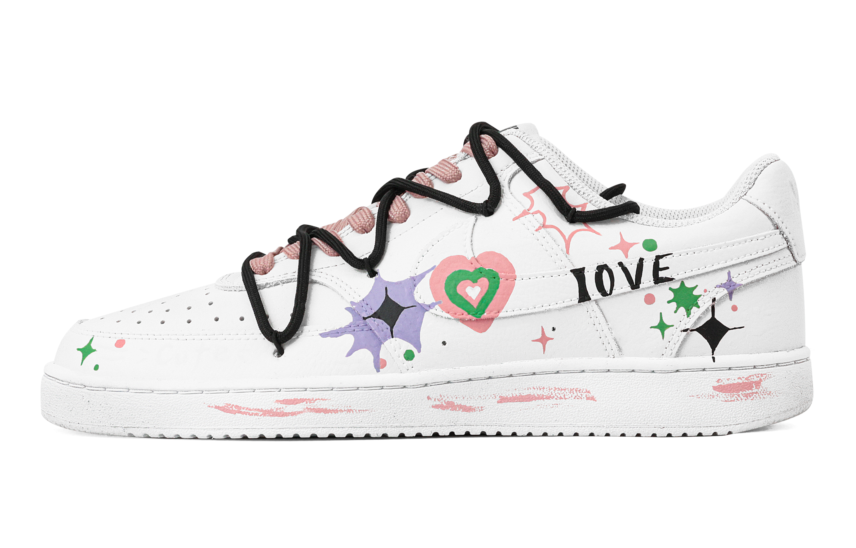 

Nike Кроссовки Court Vision 1 Love Bomb, износостойкие, низкие, для скейтбординга, мужские, розово-зеленые