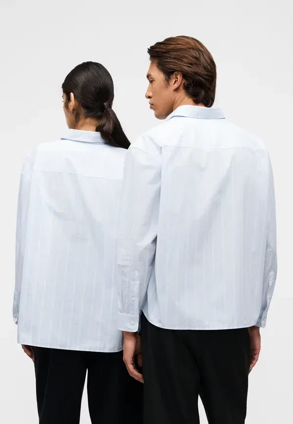 Блуза укороченная на пуговицах Cody shirt Boss, белый/синий — фото 4