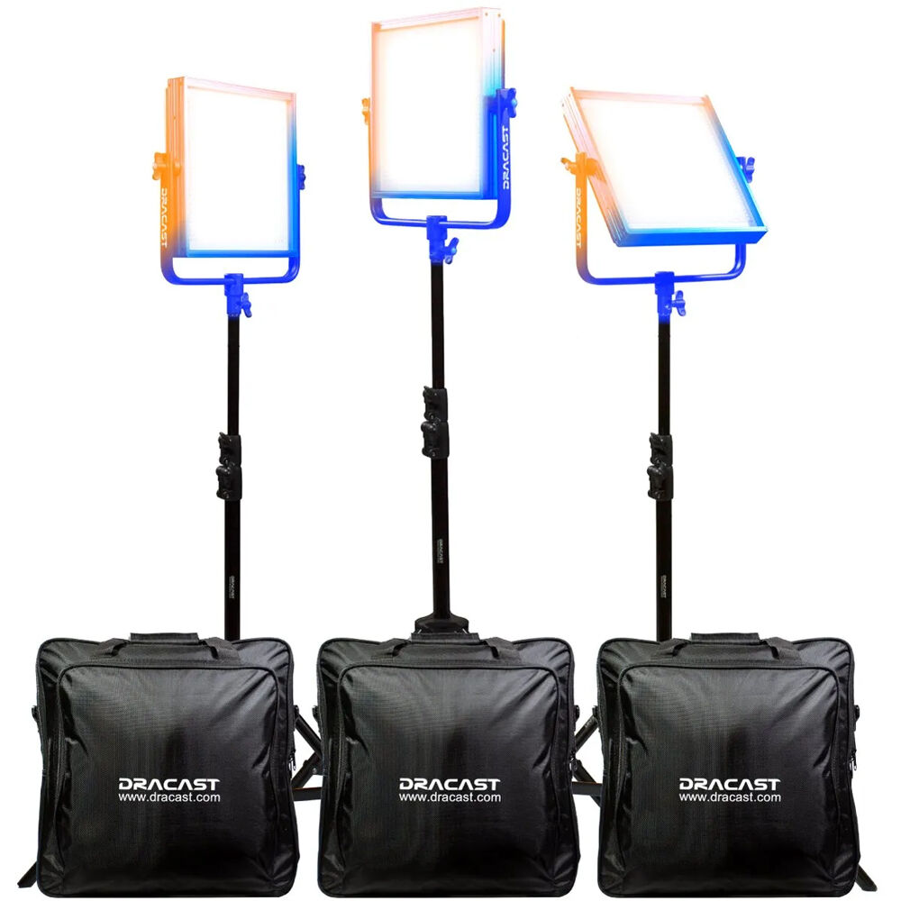 

Двухцветная светодиодная панель Dracast Pro Series LED1000 (золотое крепление, комплект для интервью с 3 лампами)