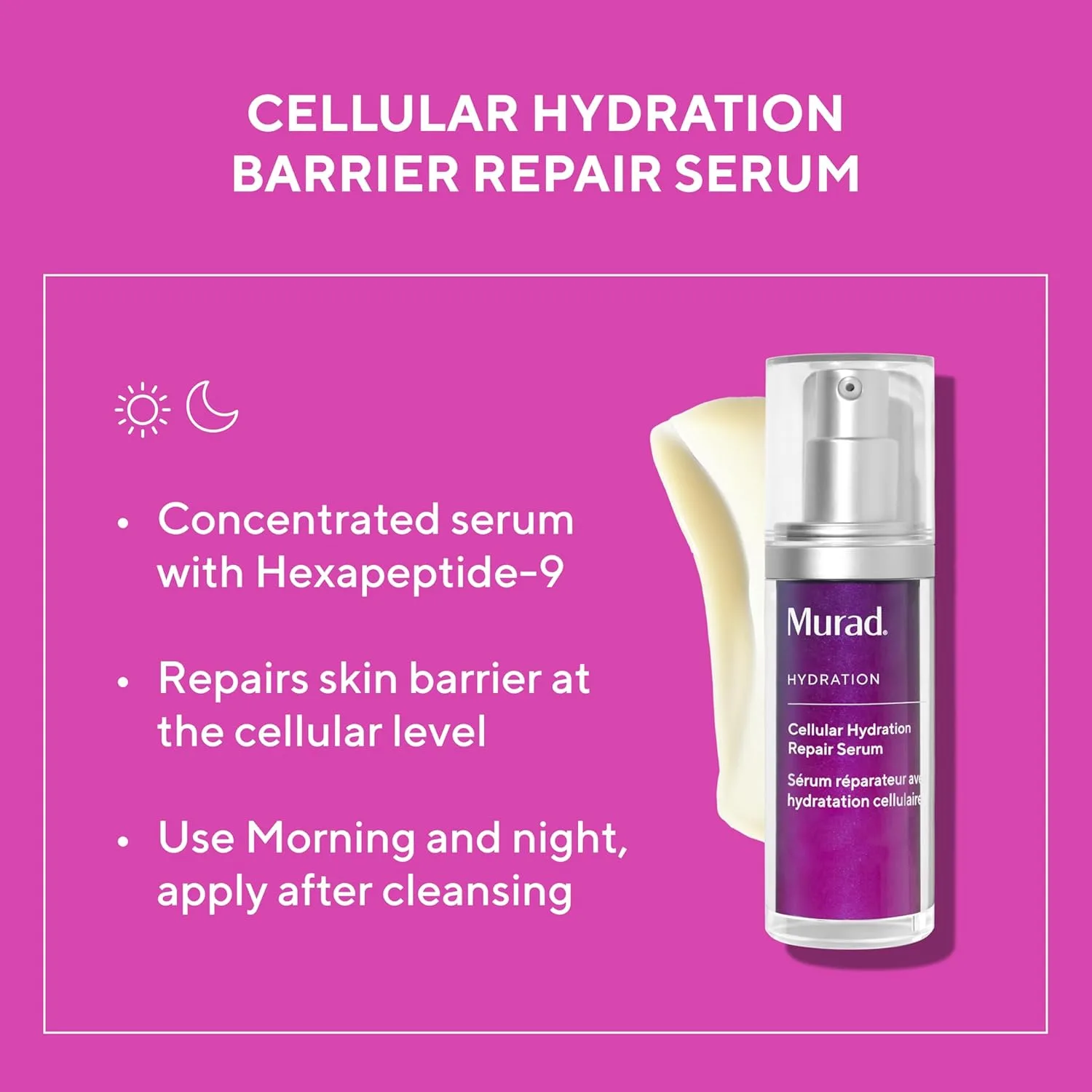 Murad Target Barrier Damage (3 предмета) - очищающее средство AHA/BHA, увлажняющий крем с гиалуроновой кислотой, сыворотка Cellular Hydration для эксфолиации, увлажнения и восстановления кожного барьера — фото 4