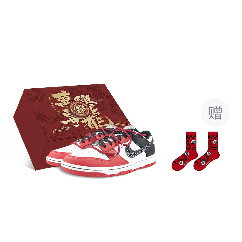 

Кроссовки Nike Dunk Skateboarding Shoes Men Low-top White/Red/Black, красный