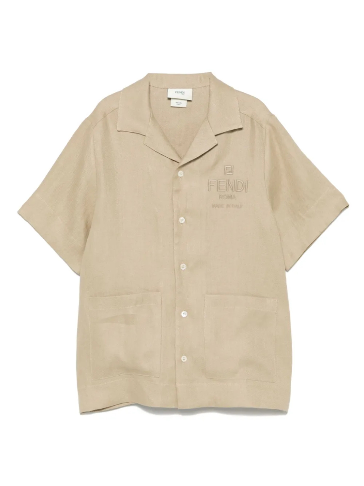 

Рубашка с вышитым логотипом Fendi Kids, нейтральный