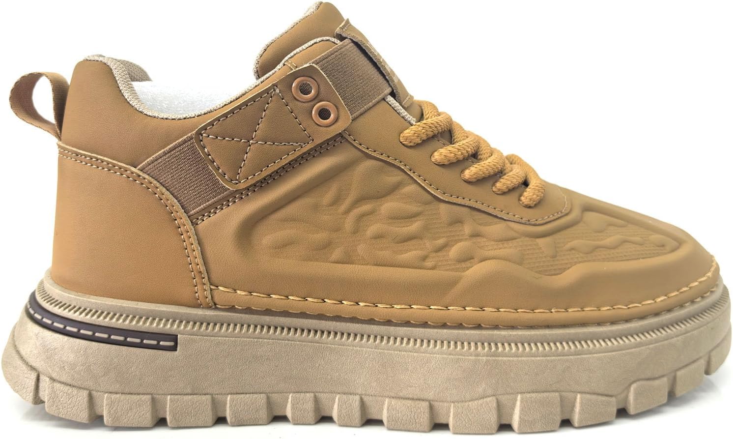 

Кроссовки на платформе с массивной подошвой, верх из черной кожи, бежевая подошва, шнуровка Generic