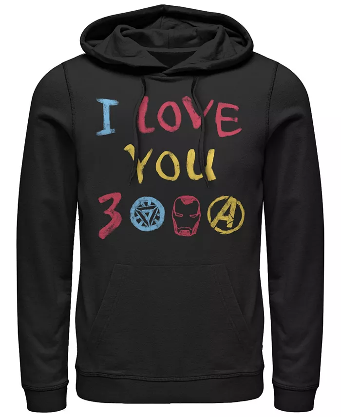 

Толстовка с капюшоном Marvel Men's Avengers Endgame Iron Man Hand Drawn I Love You 3000 Fifth Sun, черный