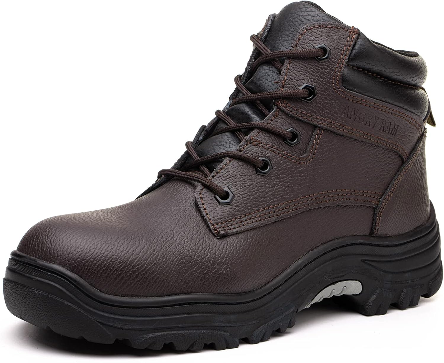 

Мужские стальные ботинки ANGRYRAM с защитным носком, удобные водонепроницаемые ботинки, противоскользящие легкие защитные туфли, рабочая обувь для мужчин, коричневый