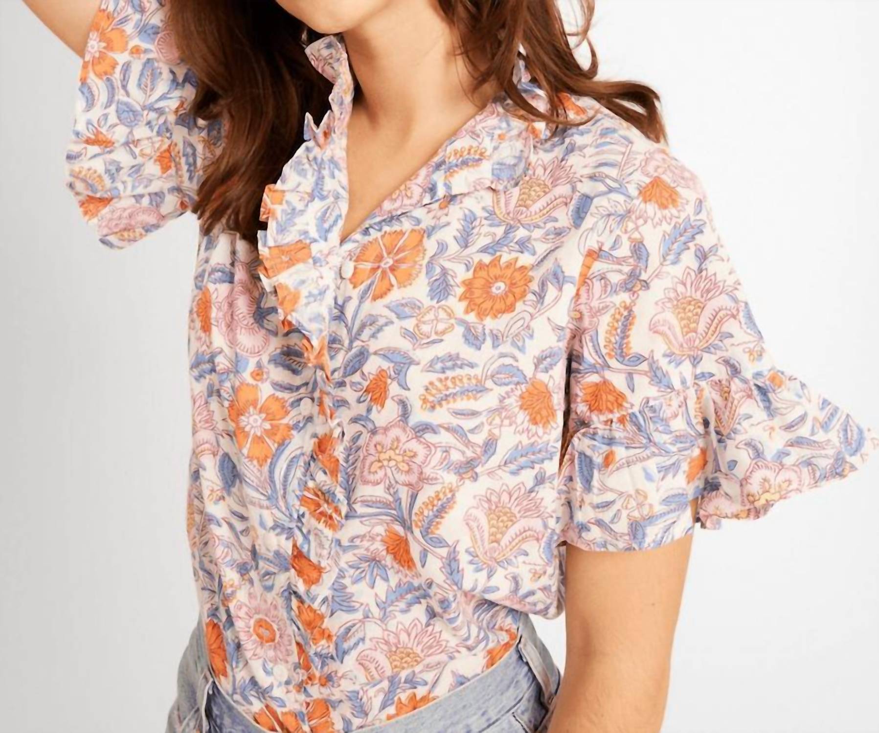 

Vanessa V-Neck Топ In Newport Floral Mille, Newport Floral
