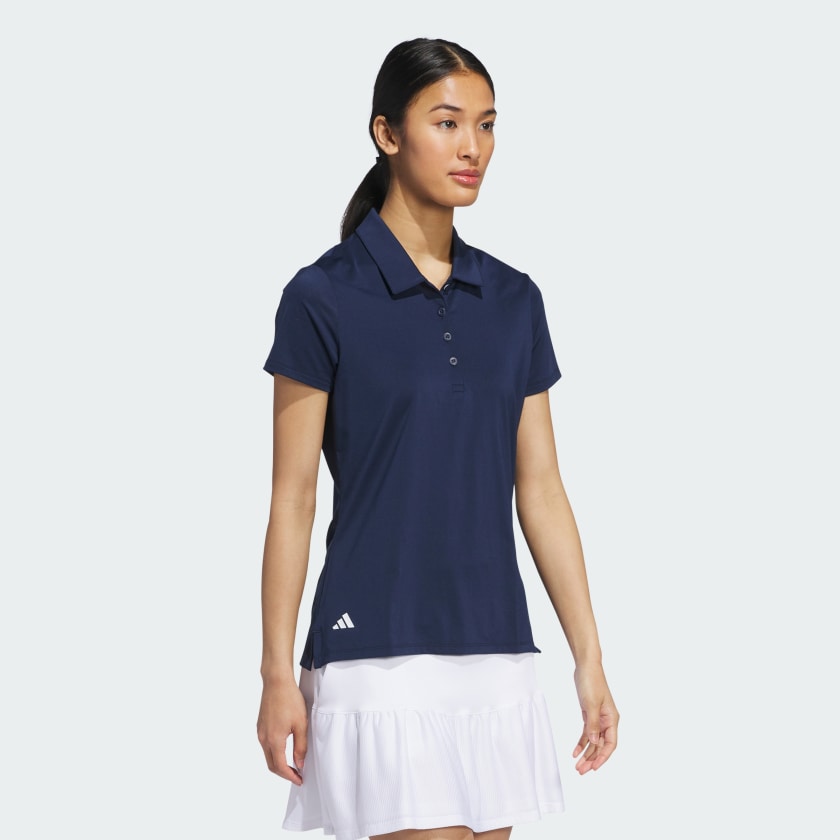 Женская поло-рубашка Adidas Ultimate365 с коротким рукавом, однотонная, collegiate navy — фото 3