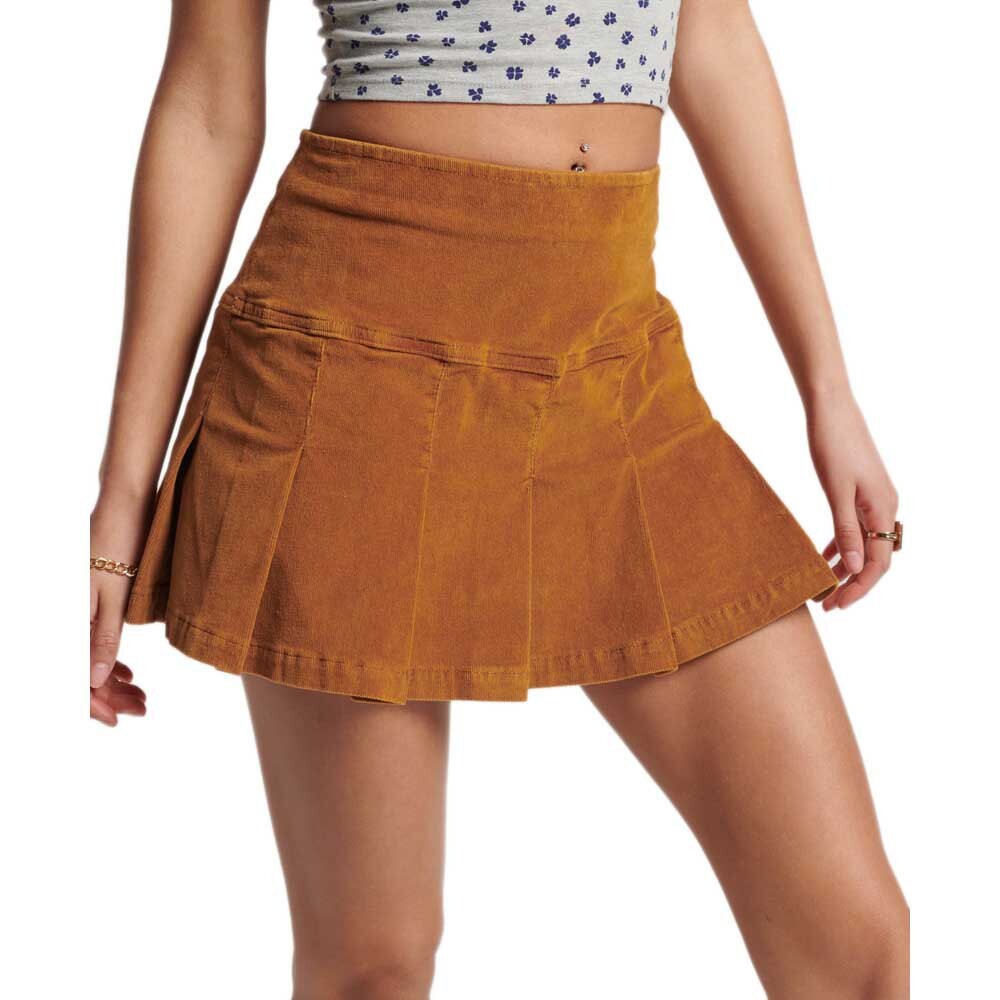 

Юбка мини Superdry Vintage Cord Pleat, коричневый