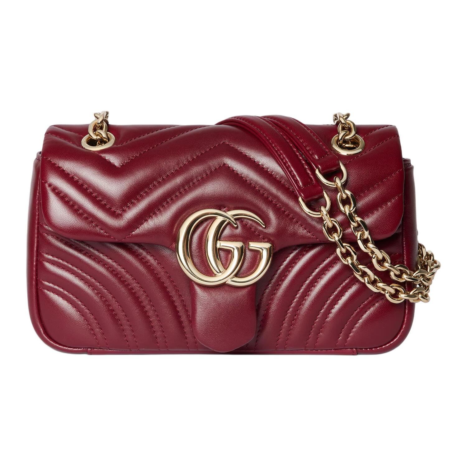 

GUCCI Маленькая кожаная сумка через плечо GG Marmont для женщин красная