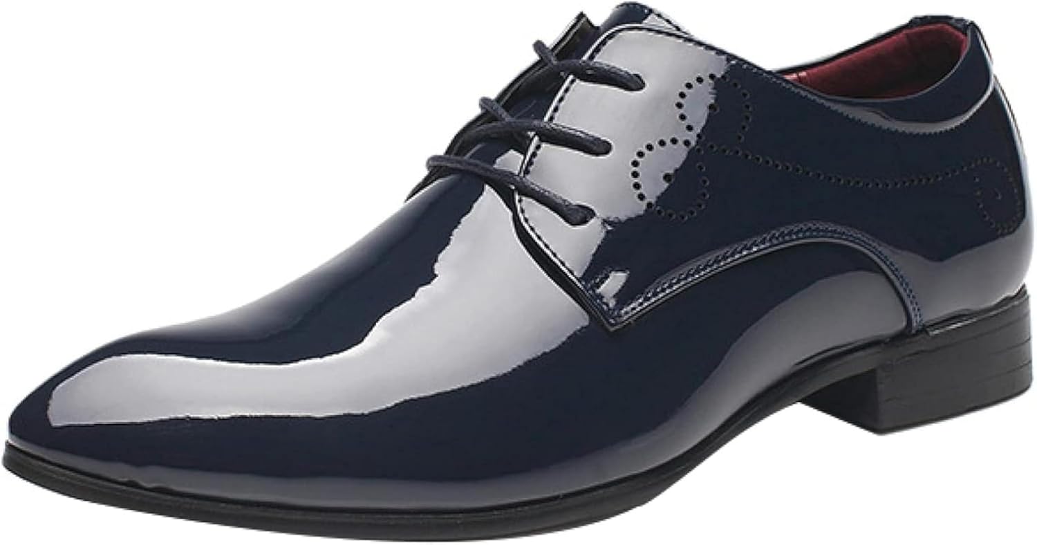 

Мужские свадебные туфли OXCOWNIU из лакированной кожи, остроносые, элегантные формальные туфли, оксфорды для вечеринок, синий