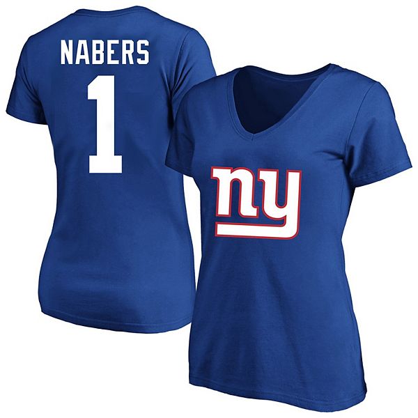 

Футболка New York Giants Malik Nabers женская plus size с именем и номером Fanatics