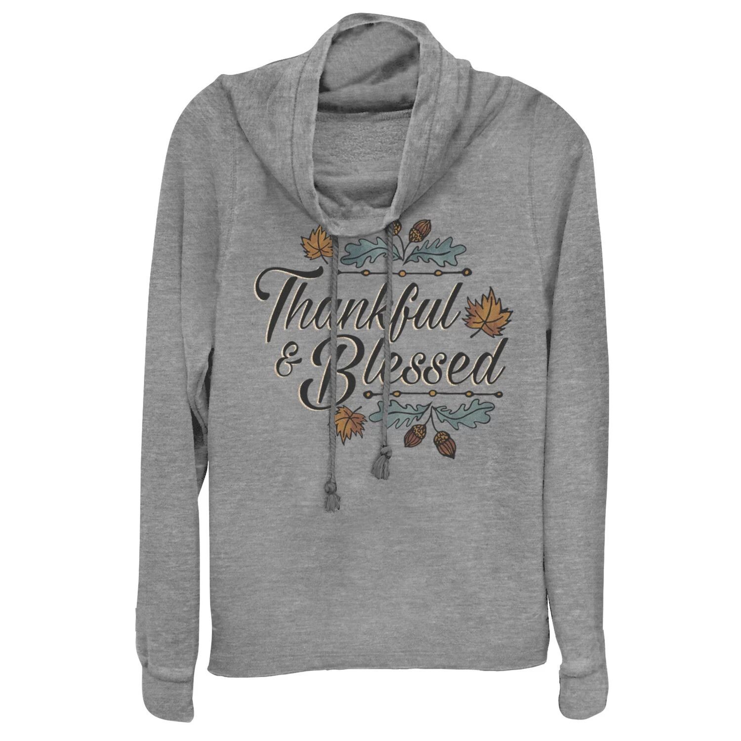 

Худи с осенним дизайном «Thankful & Blessed» Unbranded, серый
