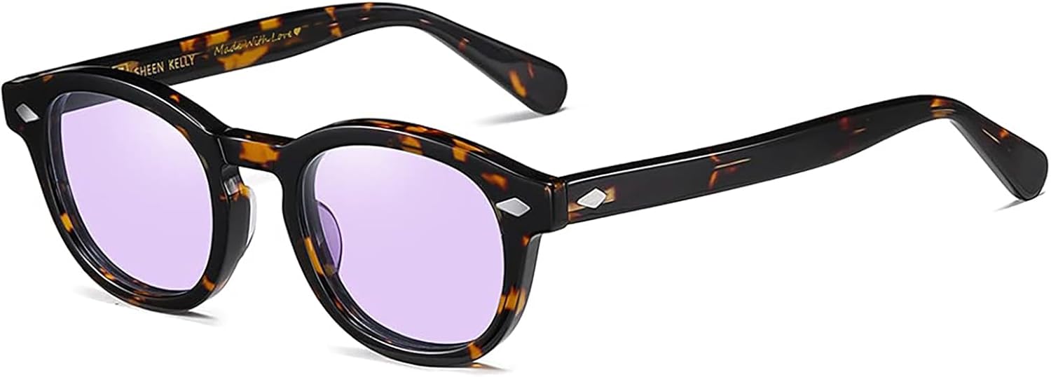 

Солнцезащитные очки SHEEN KELLY из ацетата с поляризованными линзами, ретро-овальной формы, для мужчин и женщин, винтажные круглые очки в стиле пиратского капитана Джонни Деппа, C18-non Polarized