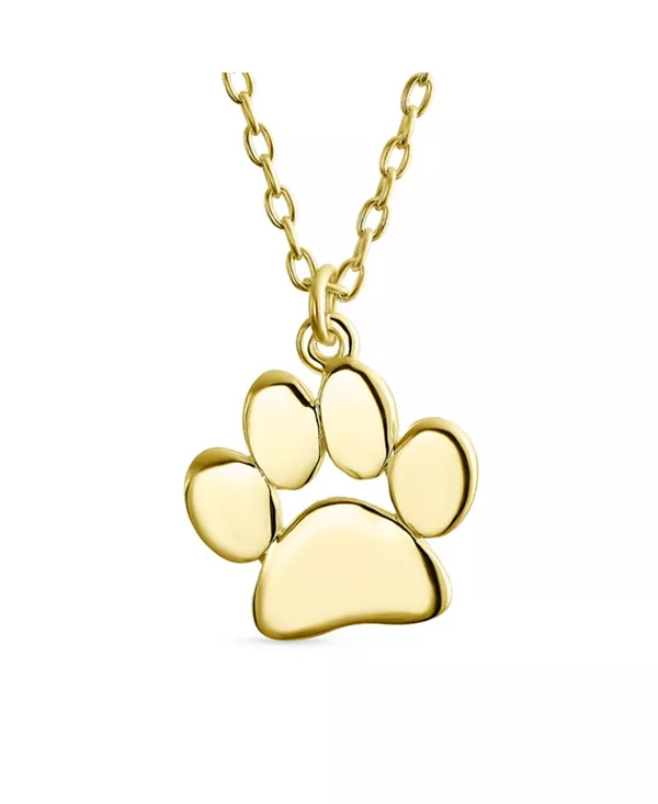 

Изящное ожерелье с подвеской в виде отпечатка лапы собаки или кошки, ювелирное изделие из стерлингового серебра Bling Jewelry, gold-tone