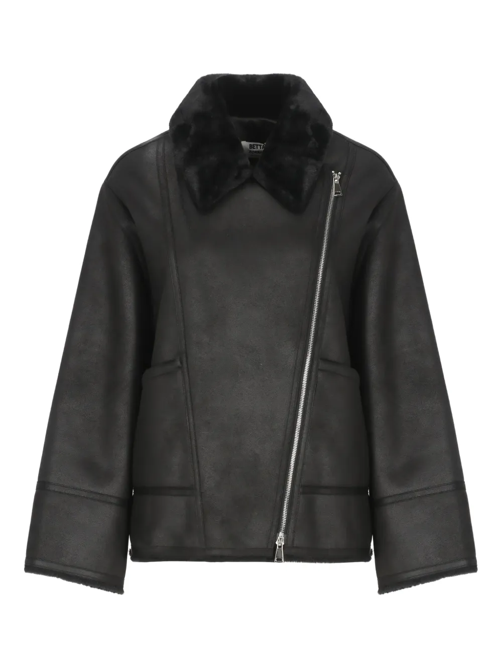 

Куртка на молнии с воротником из искусственного меха Betta Corradi, черный