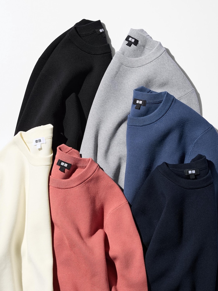Джемпер Milano Ribed с круглым вырезом Uniqlo, цвет 03 серый — фото 4
