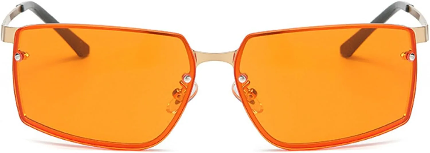 

Солнцезащитные очки Y2K для женщин и мужчин, ретро-очки прямоугольной формы 2024 года, защита от ультрафиолета UV400, оранжевые линзы, панк-очки mincl, Orange