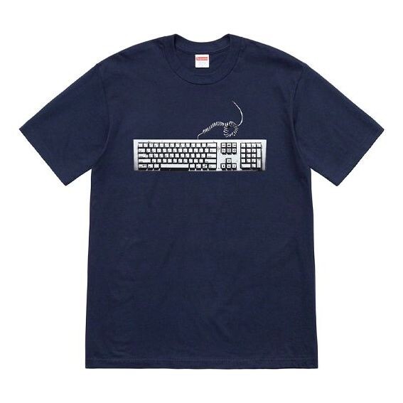 

Футболка ss19 keyboard tee navy pattern short sleeve navy blue Supreme, синий