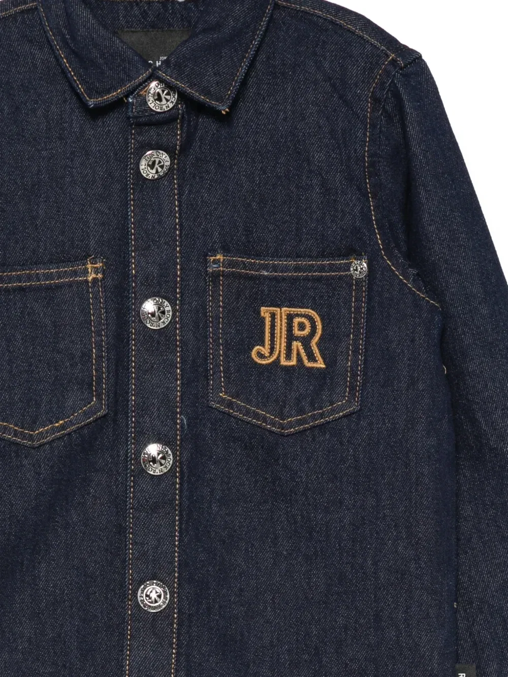 Джинсовая рубашка с вышитым логотипом John Richmond Junior, синий — фото 3