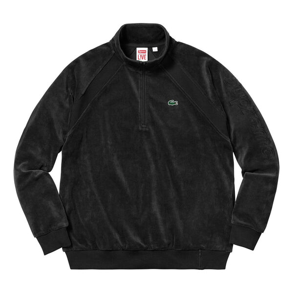 

Толстовка ss18 lacoste velour half-zip track top black Supreme, черный