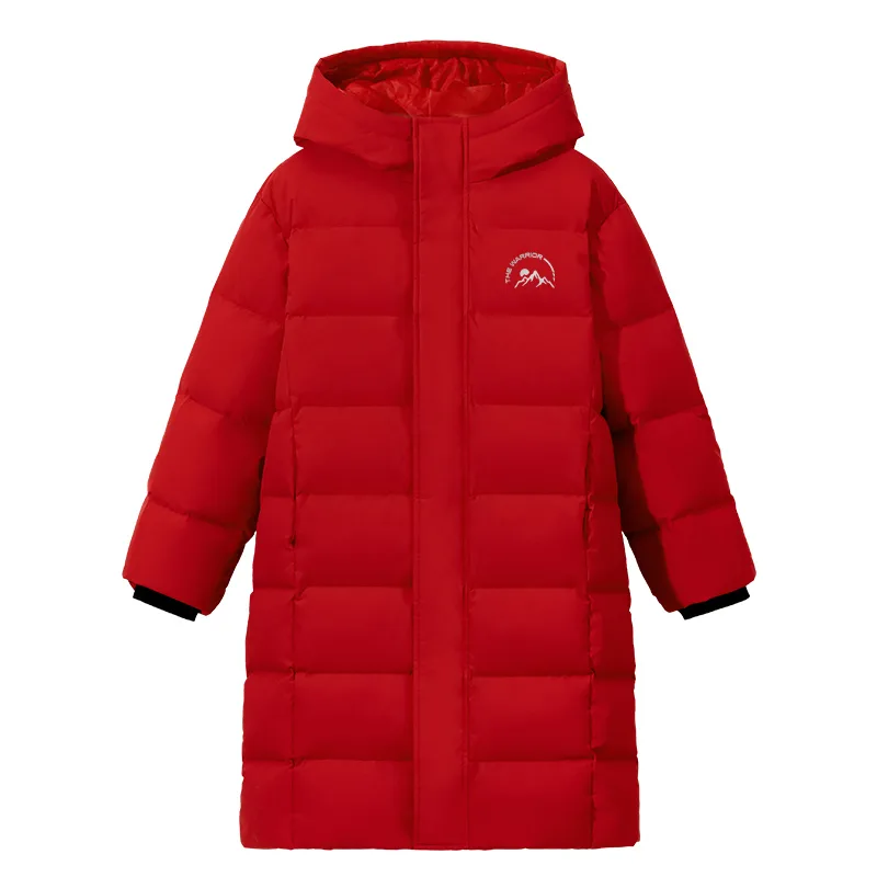 Детская пуховая куртка с капюшоном, утепленная, удлиненная WARRIOR, Red/H Snow Mountains Reflective Silver K