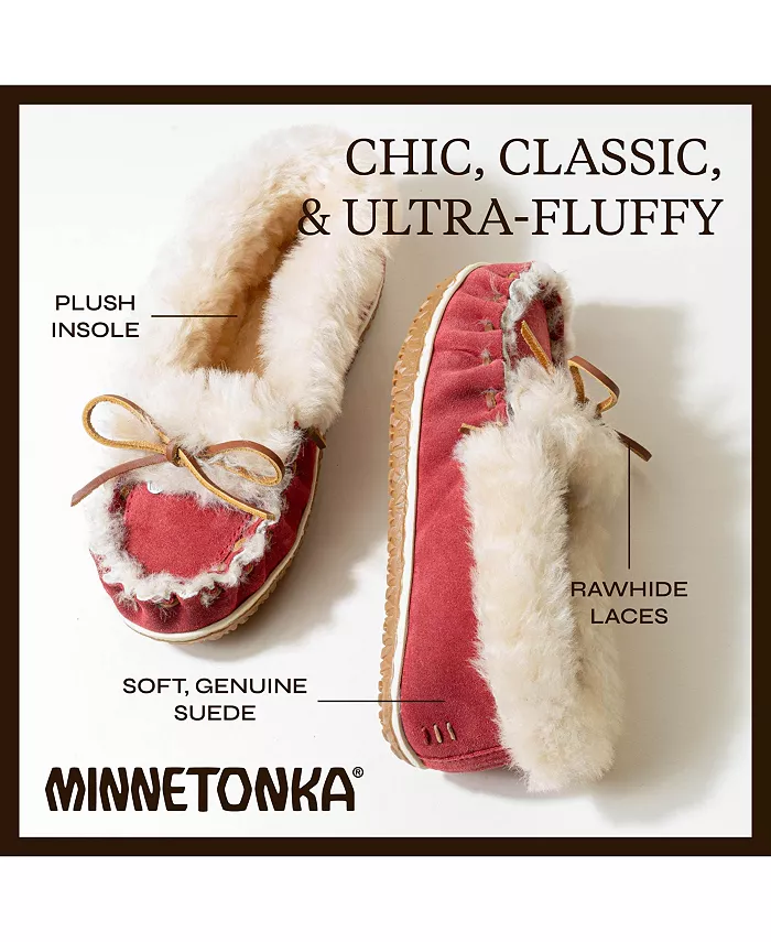 Женские ультрамягкие тапочки из овчины Minnetonka, красный — фото 2
