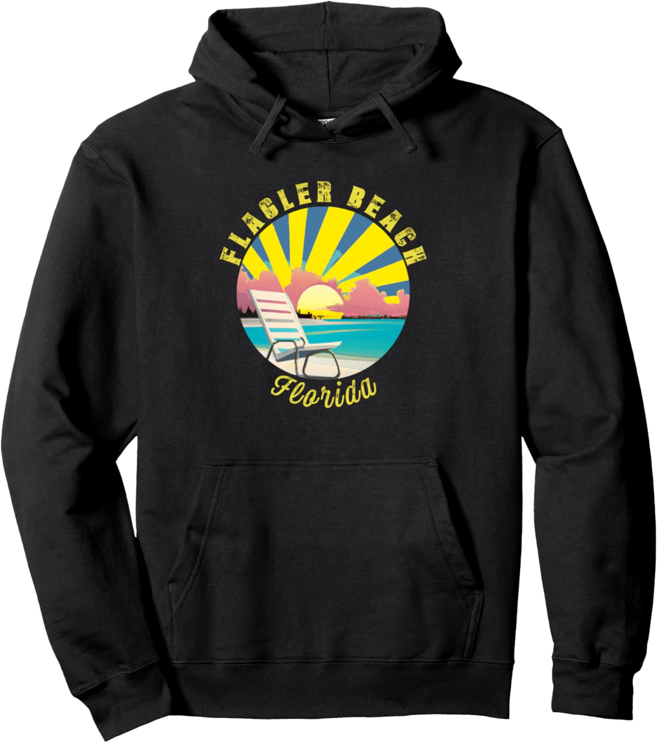 

Худи в стиле ретро «Закат и пляжный отдых» для Флаглер-Бич Flagler Beach Retro Souvenir Apparel, черный
