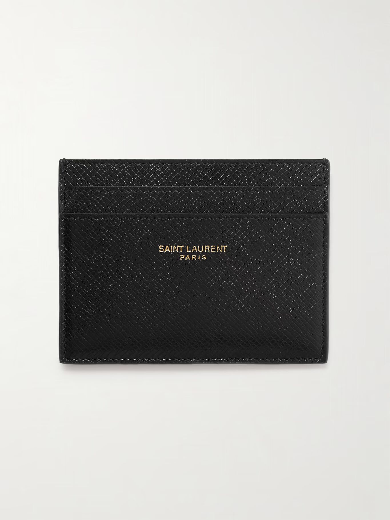 Визитница из переработанной кожи с поперечным зернением и логотипом SAINT LAURENT, черный — фото 3