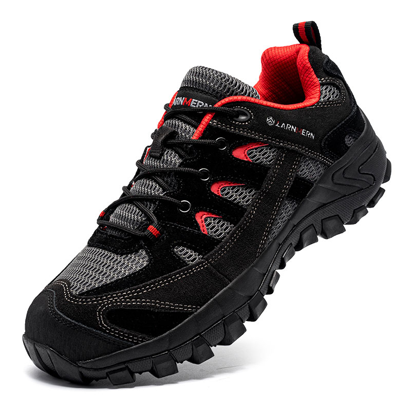 

LARNMERN Безопасные низкие уличные ботинки унисекс черные серые красные 12 кВ изоляция, цвет Black Gray Red 12kv Insulation