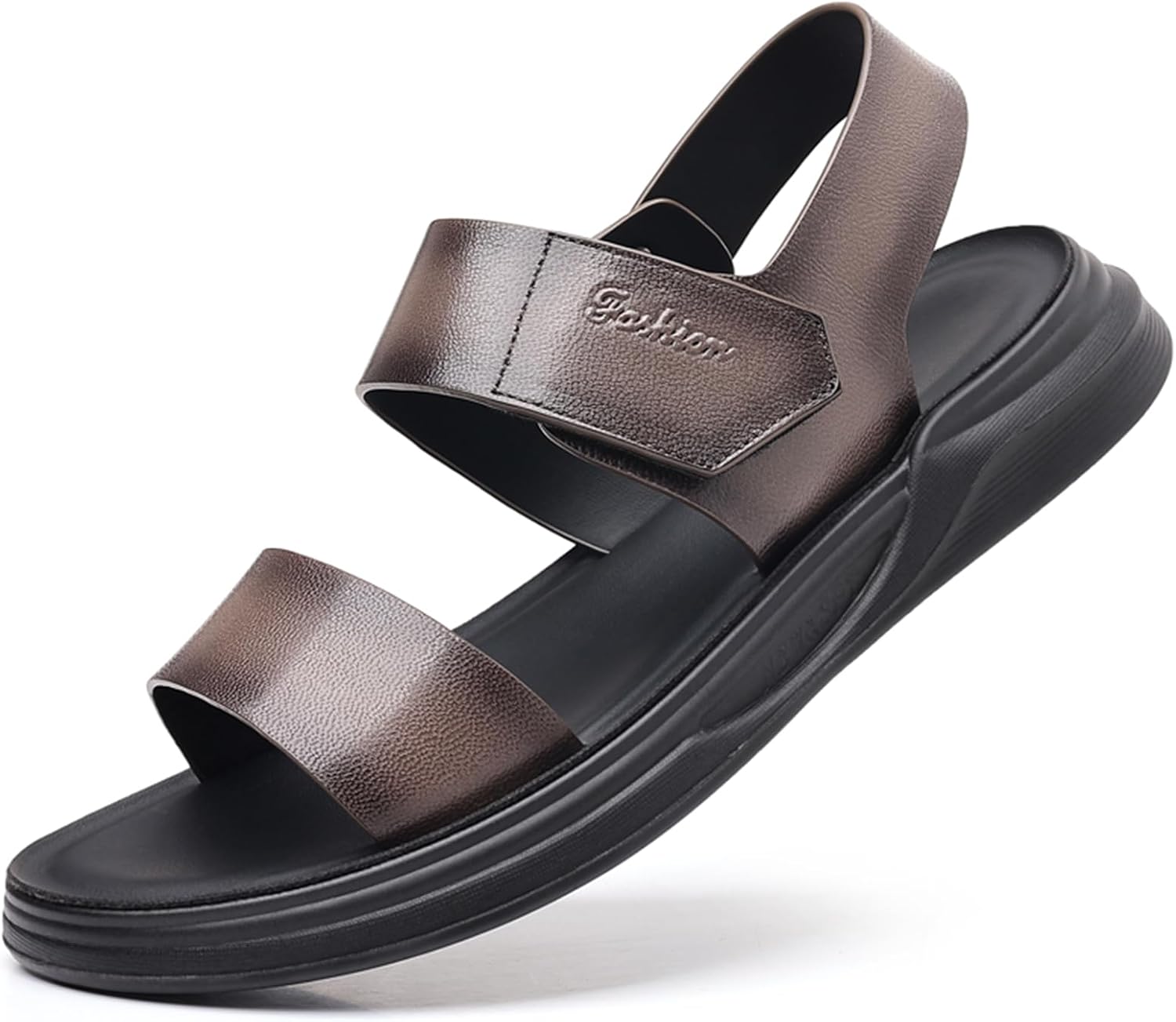 

Мужские повседневные сандалии Abborora для улицы из натуральной кожи с открытым носком для пляжа, серый