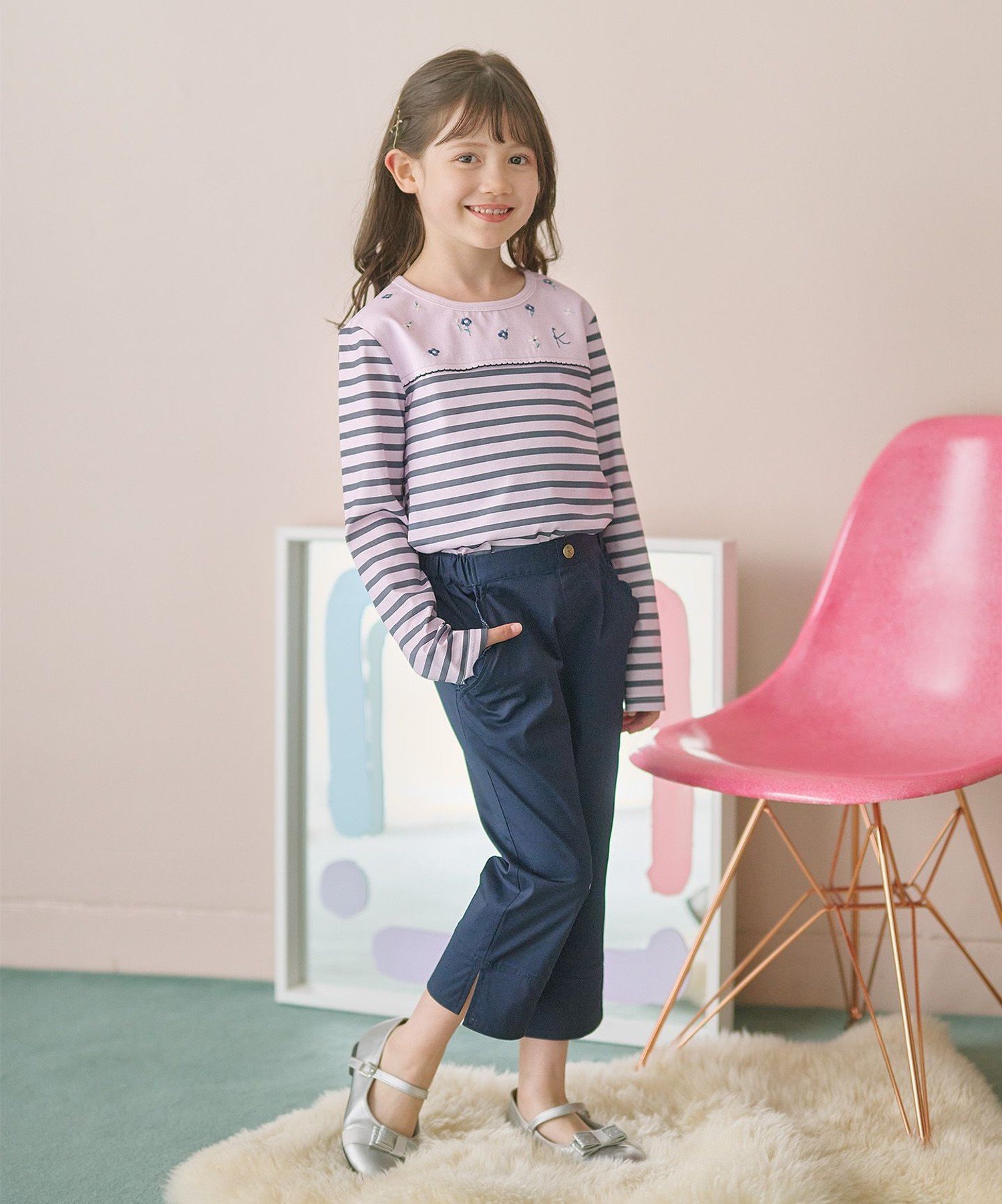 [110-140 см] Брюки длиной 3/4 с зубчатыми карманами Kids Suite, Navy [075]
