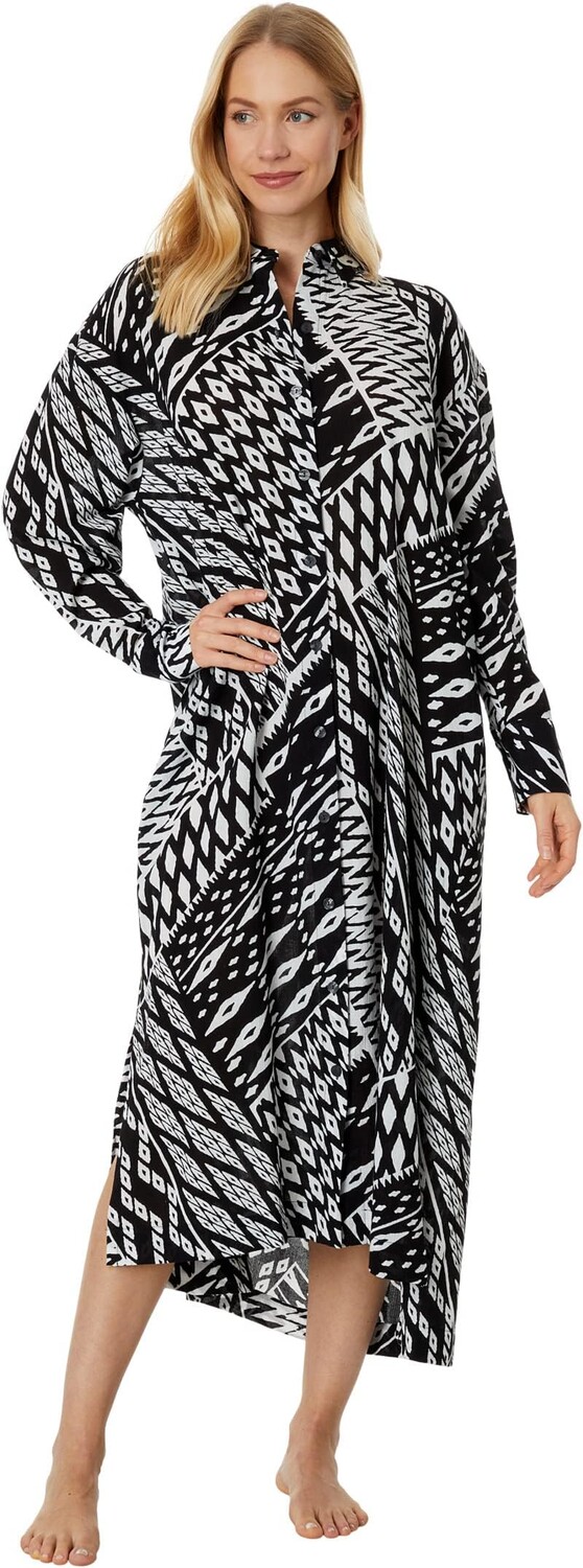 

Ночная рубашка Natori Chibana Getaway Cotton Sleepshirt, черный/белый