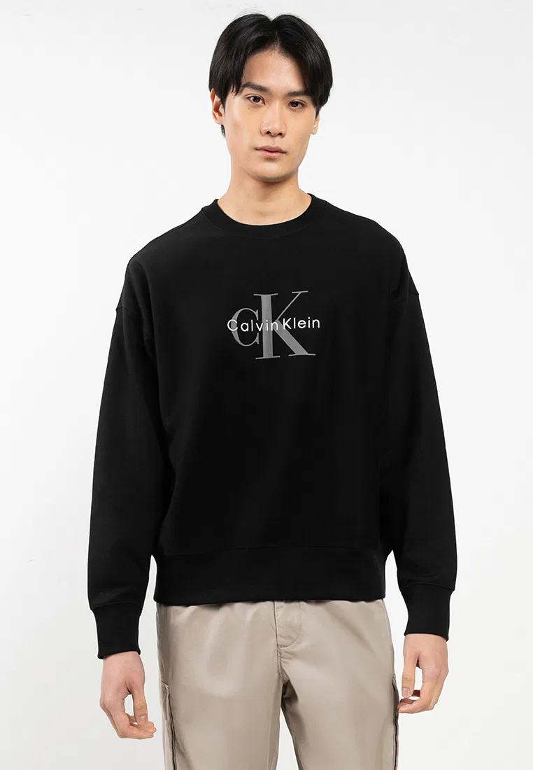 Толстовка, премиум махровая с монолого, Monologo, Premium Calvin Klein, черный
