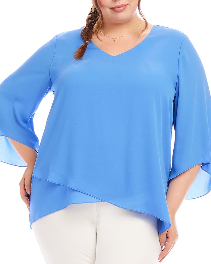 

Топ с асимметричным подолом Plus Size Karen Kane, синий