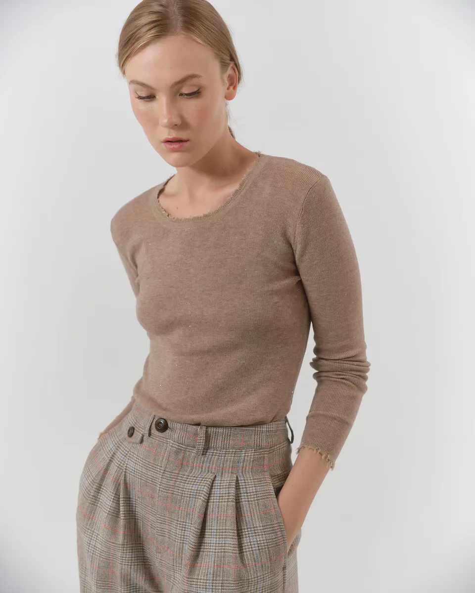 

Женский свитер с длинными рукавами и люрексом Lasserre, коричневый