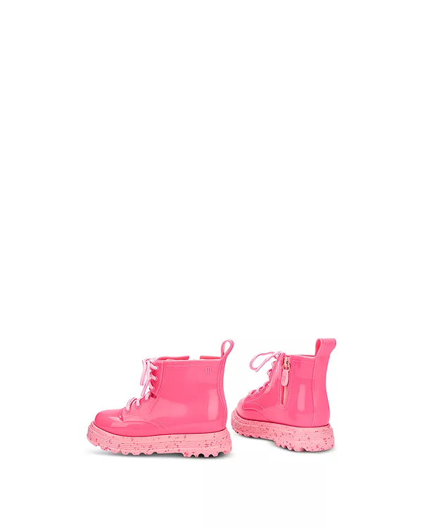 Ботинки Coturno в стиле милитари для девочек - для малышек Mini Melissa, розовый — фото 4