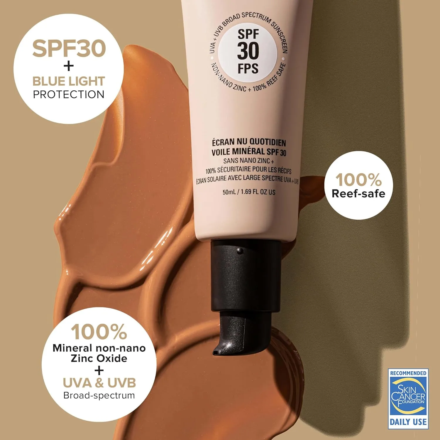 Nudestix Nudescreen Daily Mineral Veil SPF 30 - легкий тонирующий минеральный солнцезащитный крем с оксидом цинка для защиты от UVA/UVB-лучей и синего света., Warm — фото 4