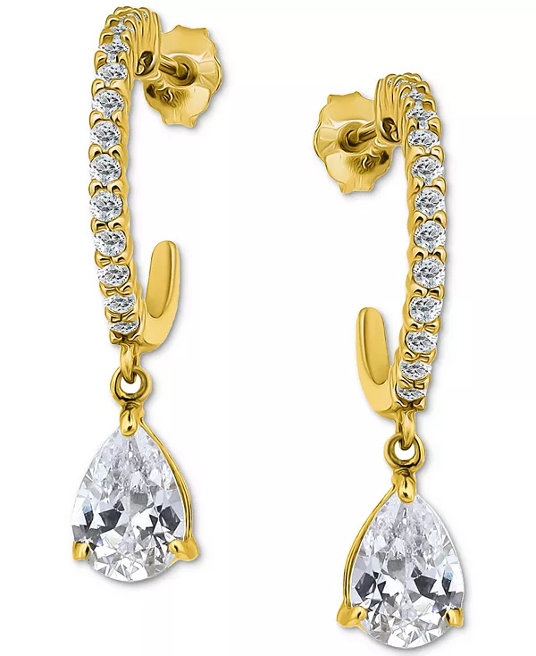 

Серьги-Кольца в форме груши с кубическим цирконием (2-5/8 карата) из 18-каратного золота на стерлинговом серебре Giani Bernini, gold