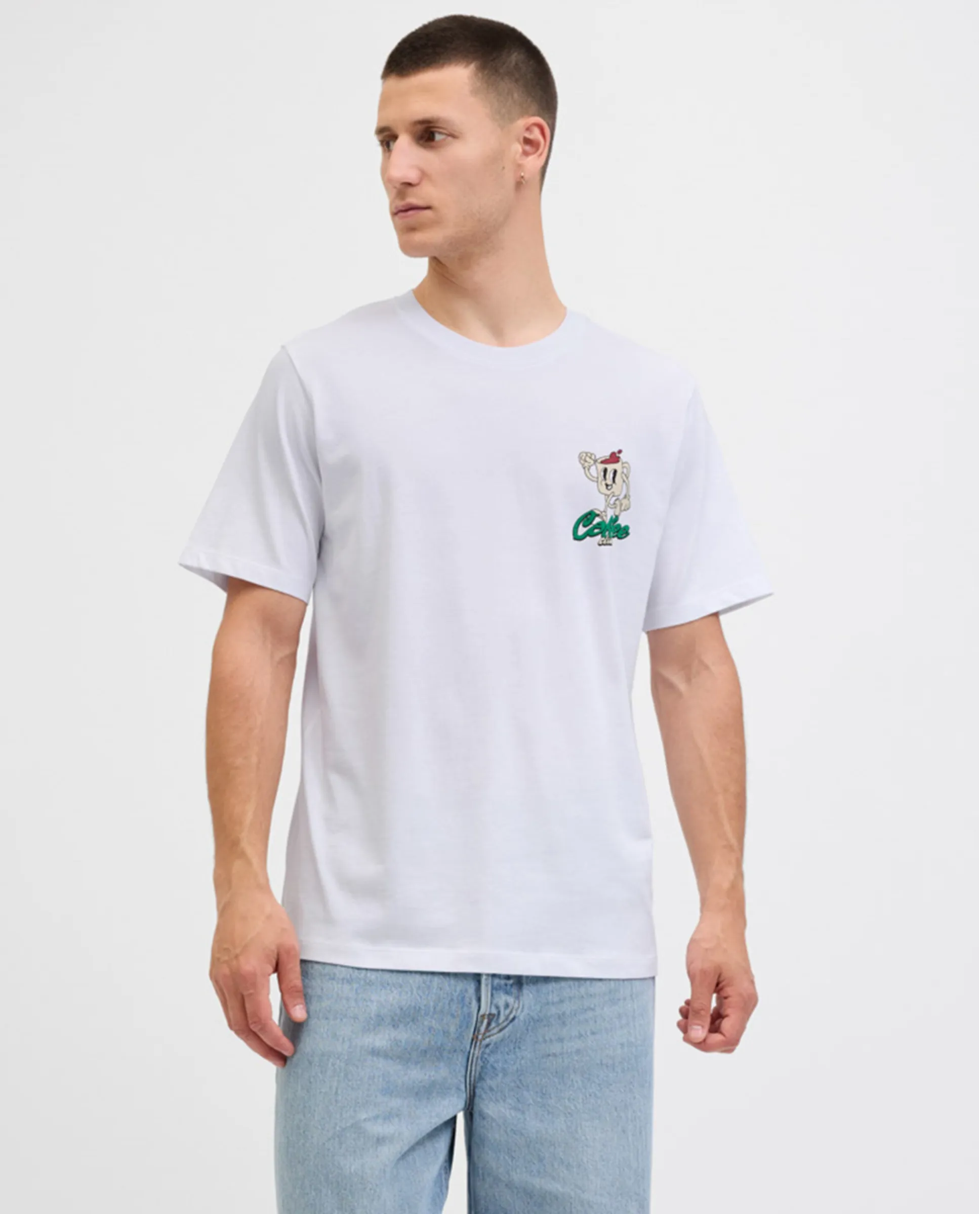

Мужская футболка с коротким рукавом и принтом на спине Jack & Jones, белый