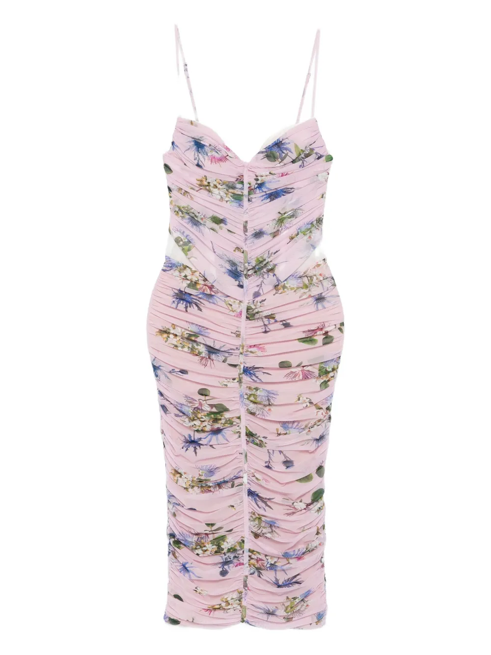 

Платье миди с цветочным принтом и сборками BLUMARINE, розовый