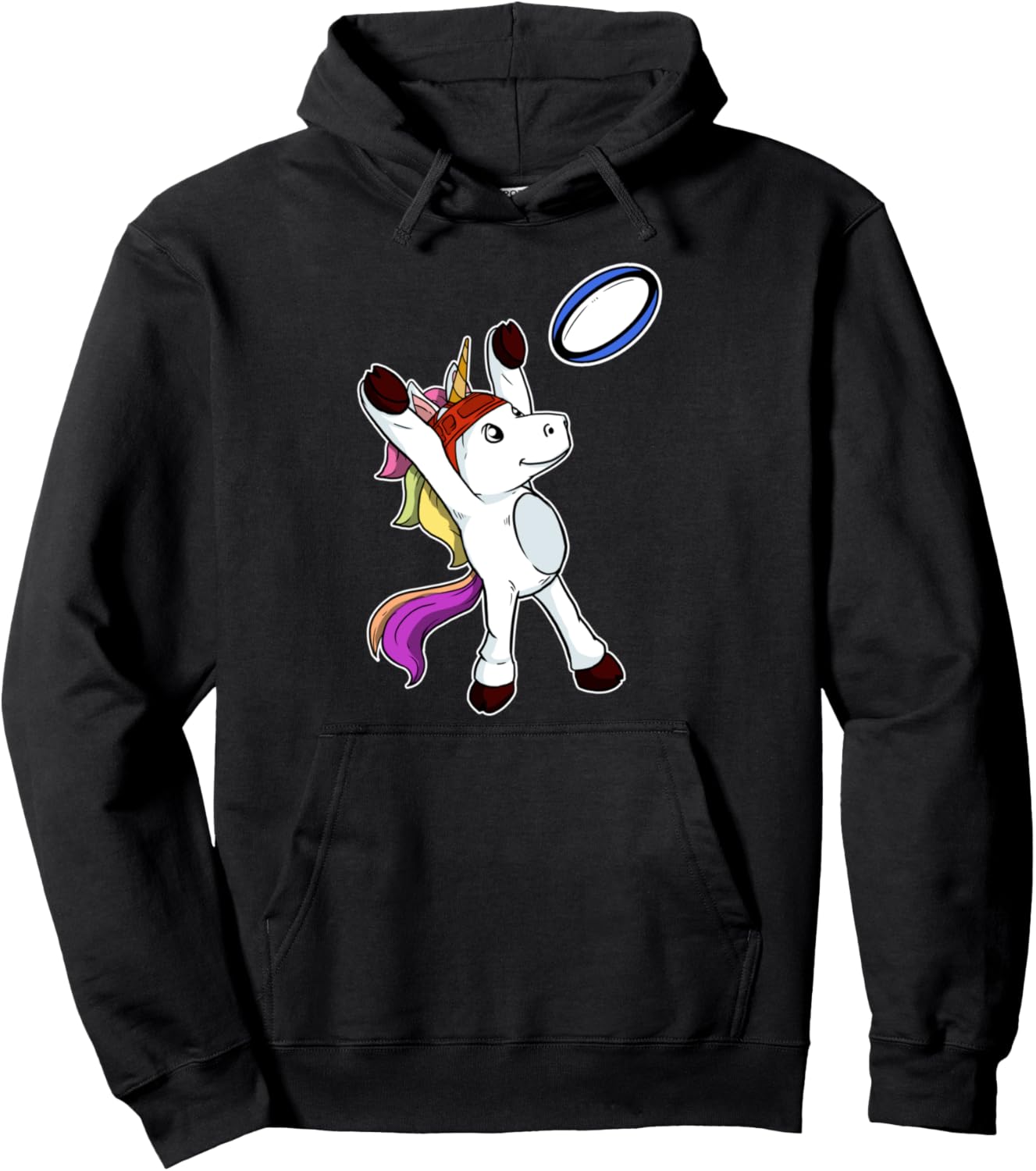 

Забавная толстовка с изображением регбиста-единорога и мяча для регби Unicorn Rugby Player Gift Ready, черный
