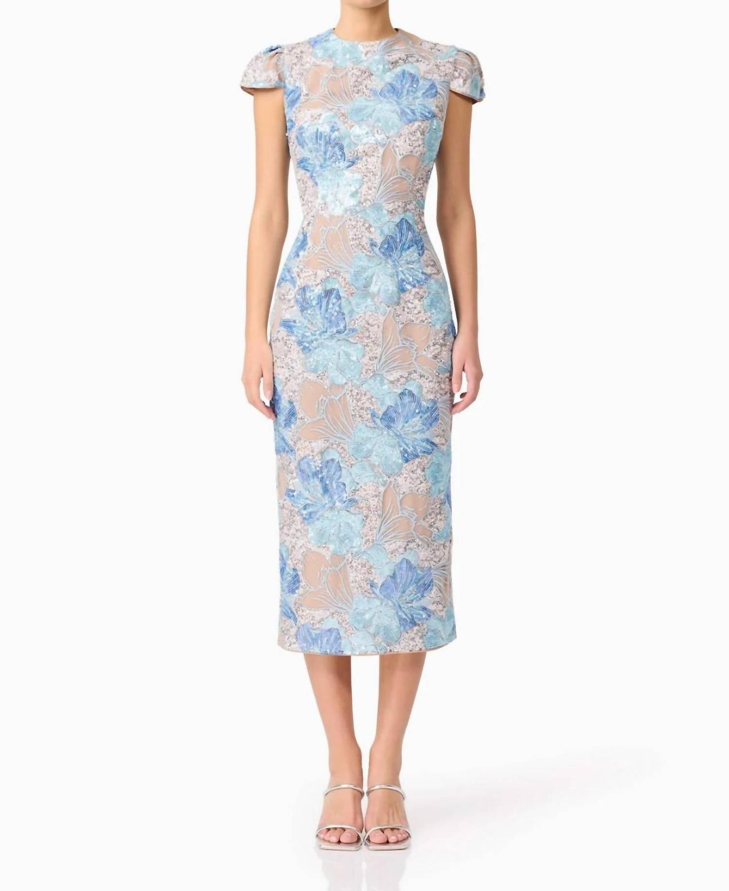 

Леони сиквен миди платье в синем ELLIATT