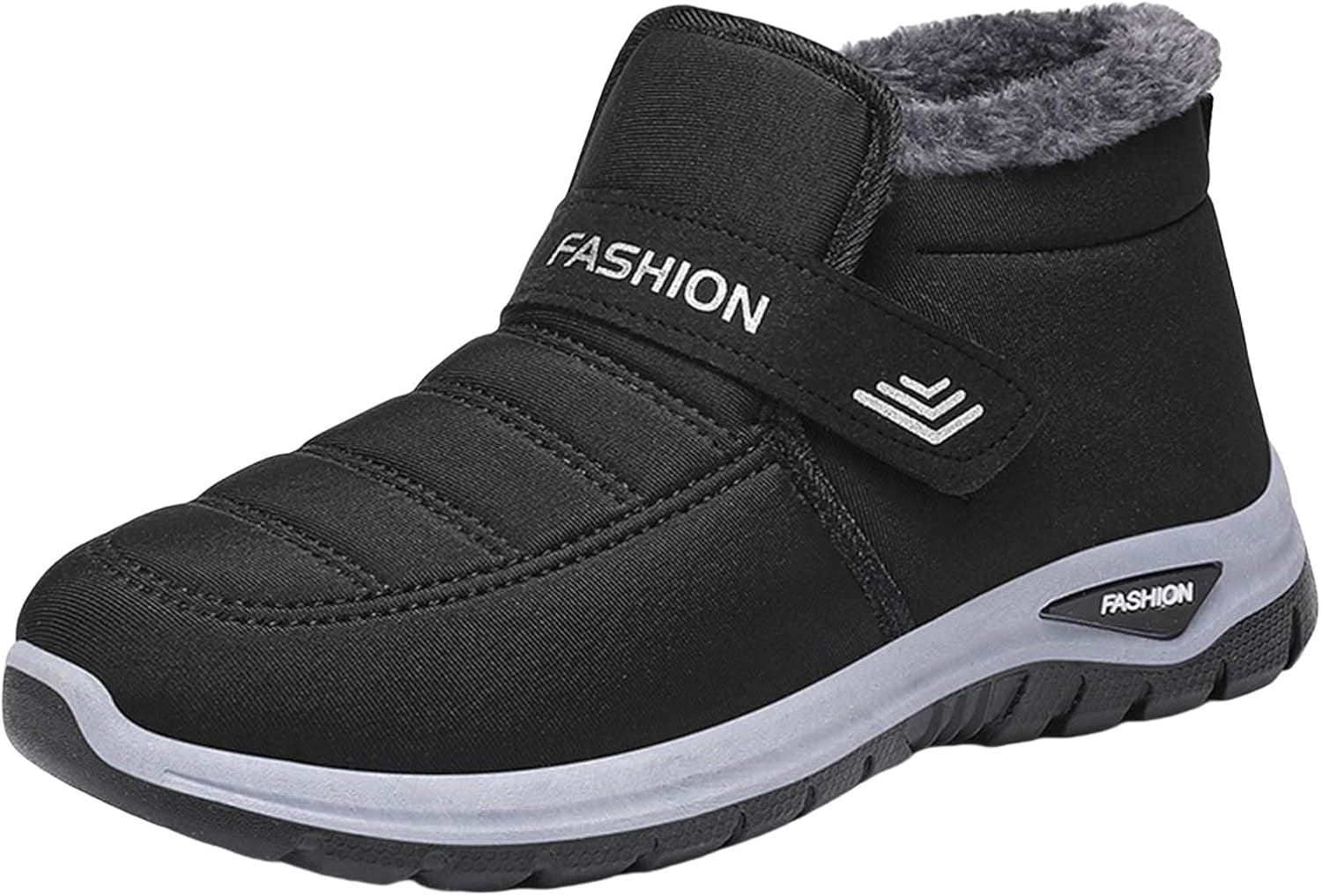 

Мужские и женские зимние ботинки для снега с легкой подошвой, высокой устойчивостью, для ходьбы, на щиколотку, с меховой подкладкой, противоскользящие ботиночки Generic, черный