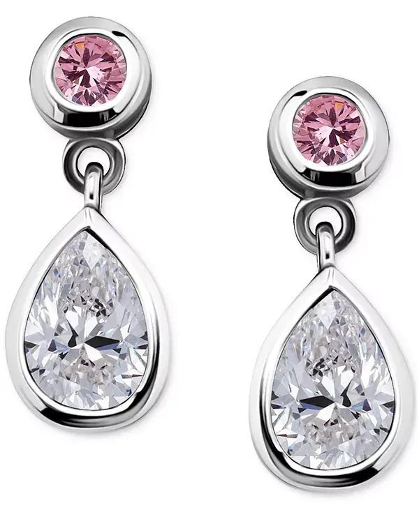 

Серьги-Подвески с розовыми и белыми кубическими цирконами круглой и грушевидной формы, эксклюзивно в Macy's Giani Bernini, silver