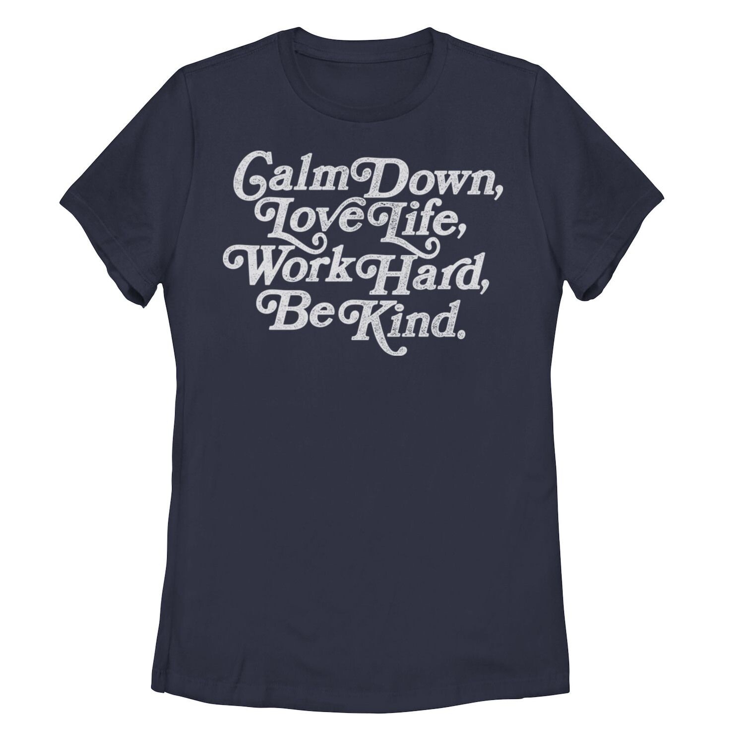 

Детская футболка с рисунком Calm Down Love Life Work Hard