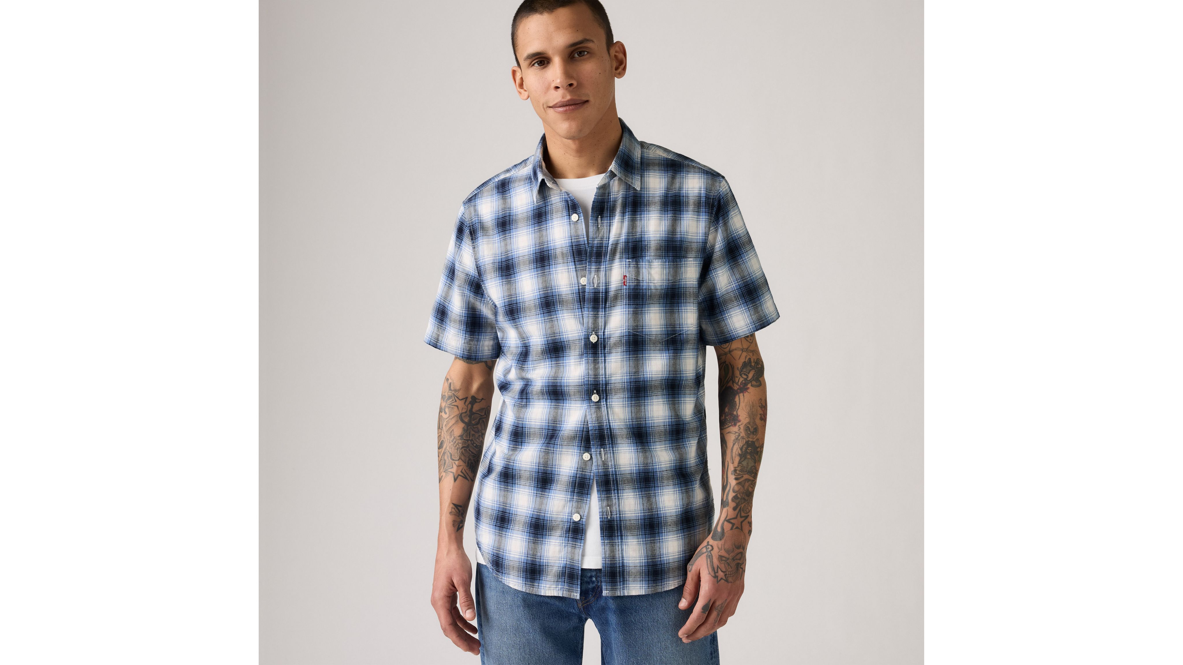 

Рубашка классического стандартного кроя с коротким рукавом Levi's, Sydney Plaid Quiet Harbor - Blue
