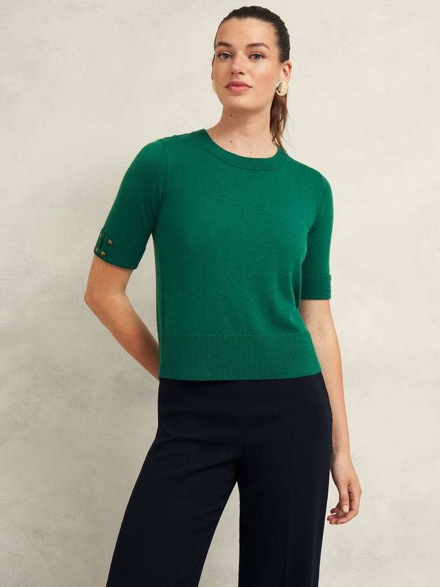 

Джемпер из смесовой шерсти leanne с коротким рукавом Hobbs, цвет Agate Green