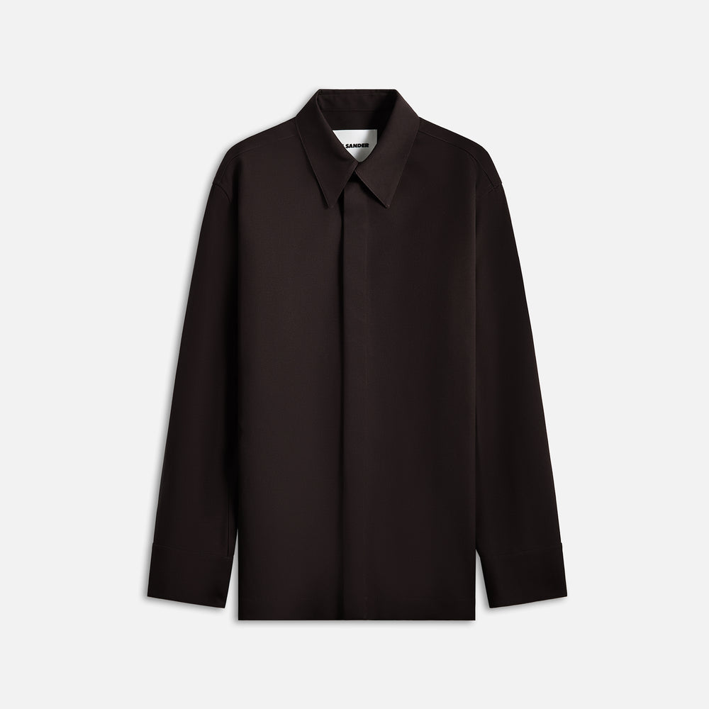 

Рубашка Jil Sander Sharp Wool Gabardine Shirt, цвет Chocolate Brown
