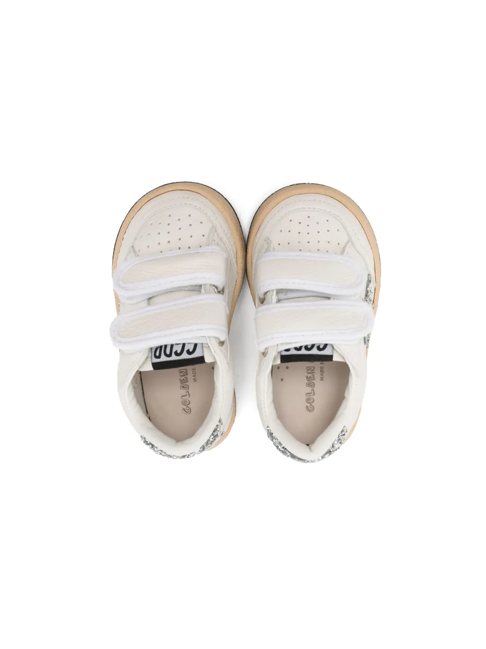 Кроссовки на липучках с блестками Golden Goose Kids, белый — фото 3